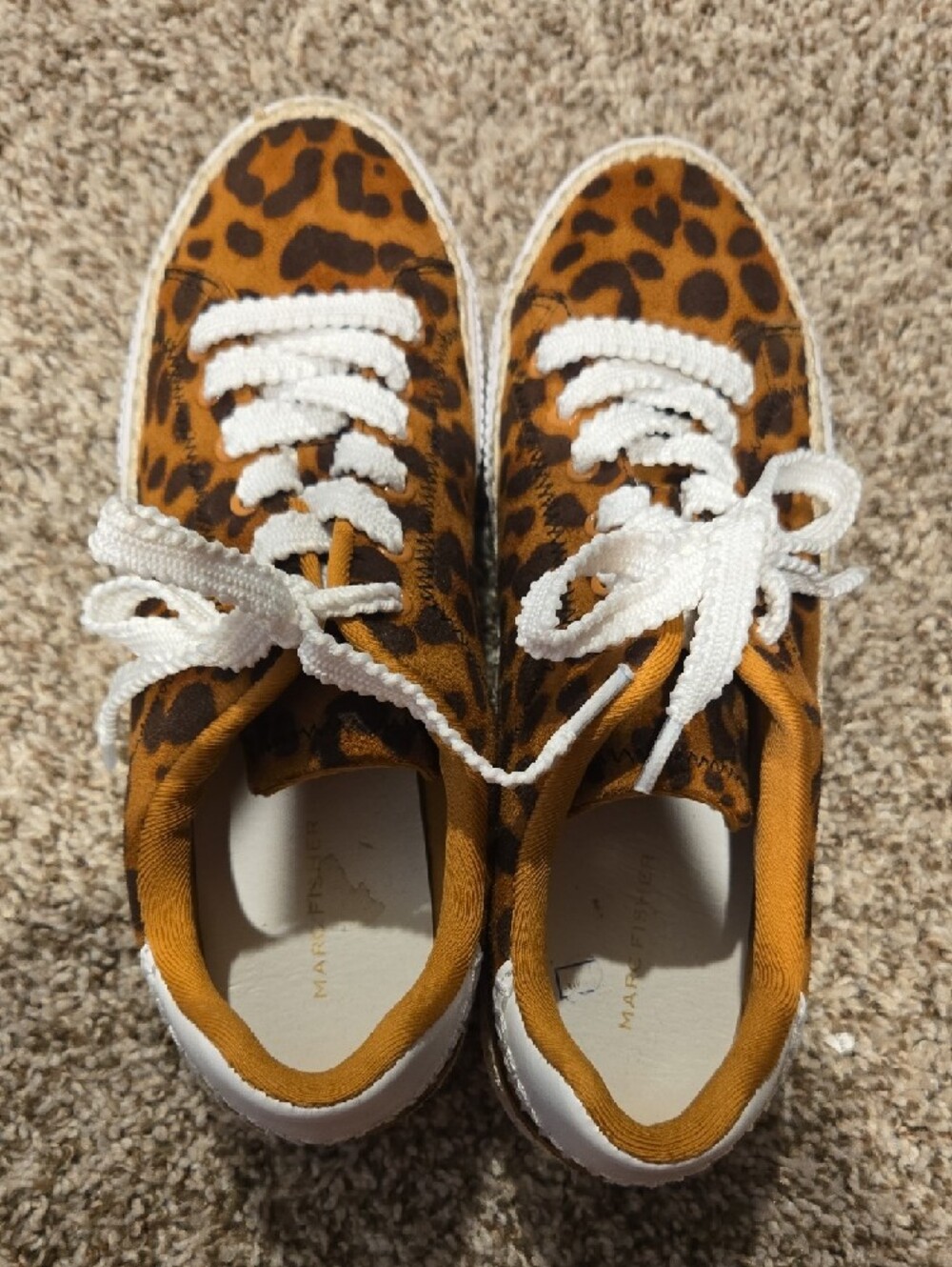 Marc Fisher Leopard Print Platform Sneakers in Brown and White - Picture 2 of 5
